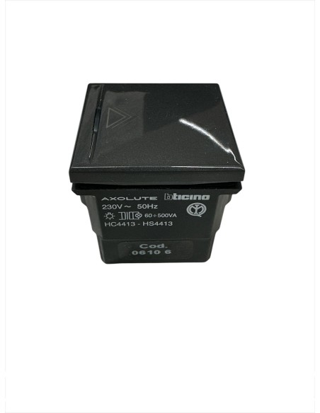 Variateur à bouton-poussoir Bticino Axolute Dark HS4413 pour charges résistives de 60 à 500 W et transformateurs ferromagnétique